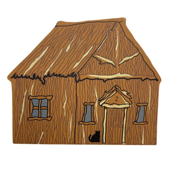 Three Little Pigs Wood Shelf Sitters The Cats Meow Village 1997 Vintage -Retired - Picture 6 of 16